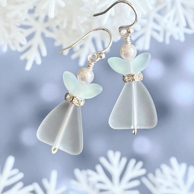 Sea Glass Angel Earrings - Handmade by SunVDesigns