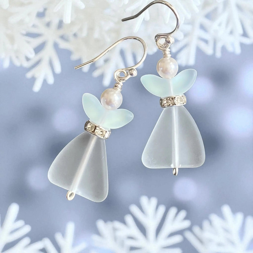 Sea Glass Angel Earrings - Handmade by SunVDesigns
