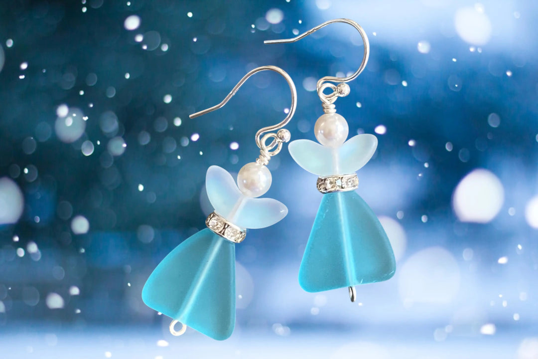 Sea Glass Angel Earrings - Handmade by SunVDesigns